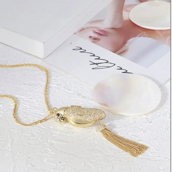 NWT Kate Spade Gold Toned Parrot Tassel Necklace - Picture 2 of 7